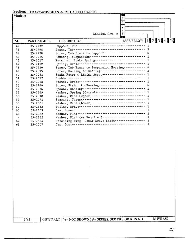 Transmission And Related Parts Page 3 Diagram and Parts List for 6440A REV K Norge Washer