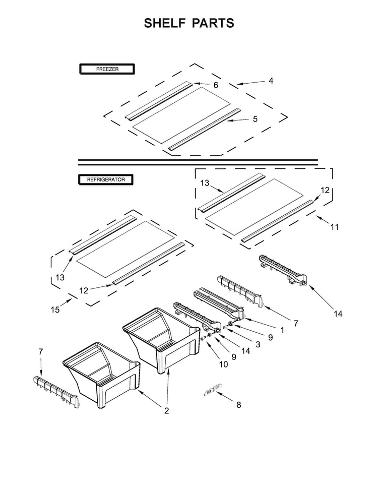 Shelf Parts Diagram and Parts List for ART318FFDB03  Amana Refrigerator