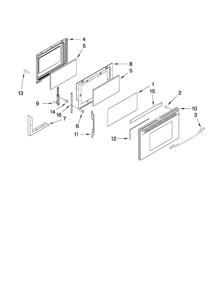 Door Parts Diagram and Parts List for MGRH865QDS0  Maytag Range