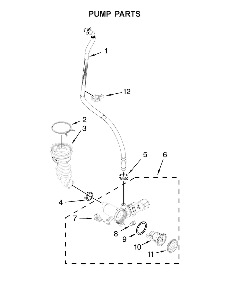 Pump Parts Diagram and Parts List for MHW8000AW0  Maytag Washer