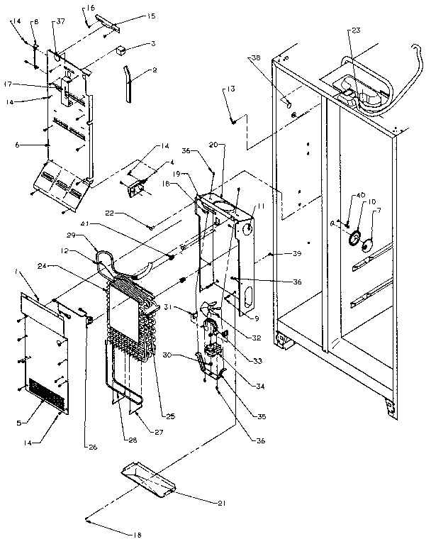 Freezer Evaporator And Air Handling Diagram and Parts List for SX22N-P1162703W  Amana Refrigerator