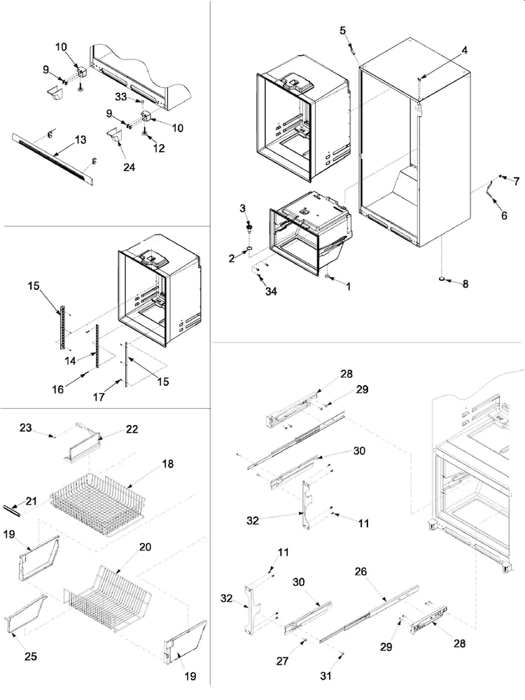 Interior Cabinet & Freezer Shelving Diagram and Parts List for ARB9059CS0  Amana Refrigerator