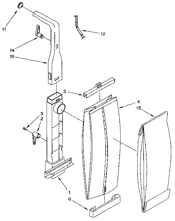 Bag Housing And Handle Diagram and Parts List for 1163032290C  Kenmore Upright Vacuum