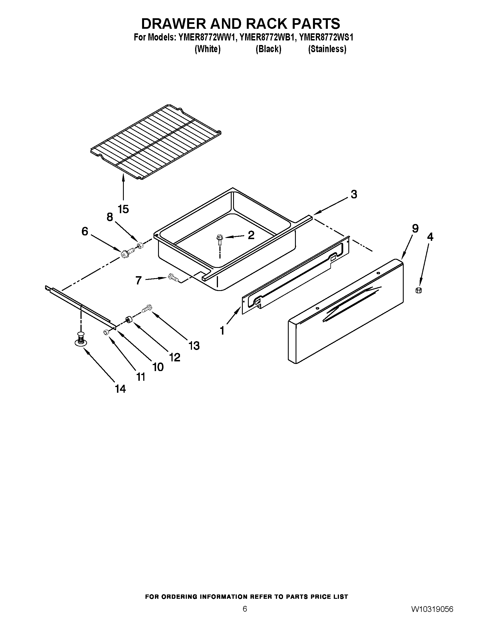 05 - DRAWER AND RACK PARTS Diagram and Parts List for YMER8772WS1  Maytag Range