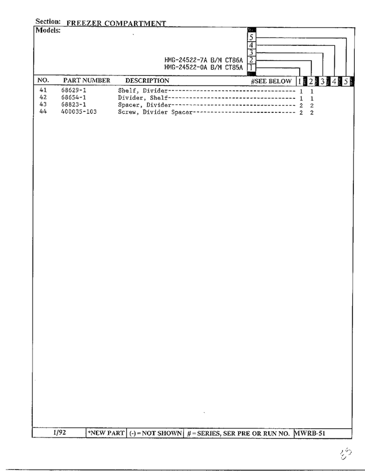 Freezer Compartment Page 3 Diagram and Parts List for 24522-7A  Admiral Refrigerator