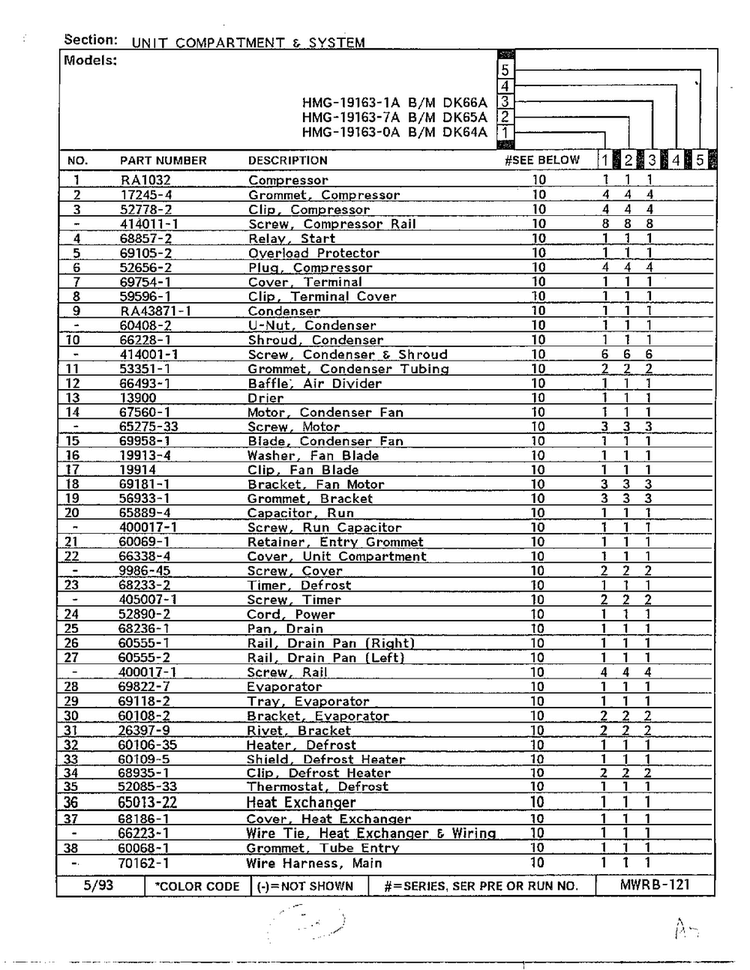 Unit Compartment And System Page 2 Diagram and Parts List for 19163-0A  Admiral Refrigerator