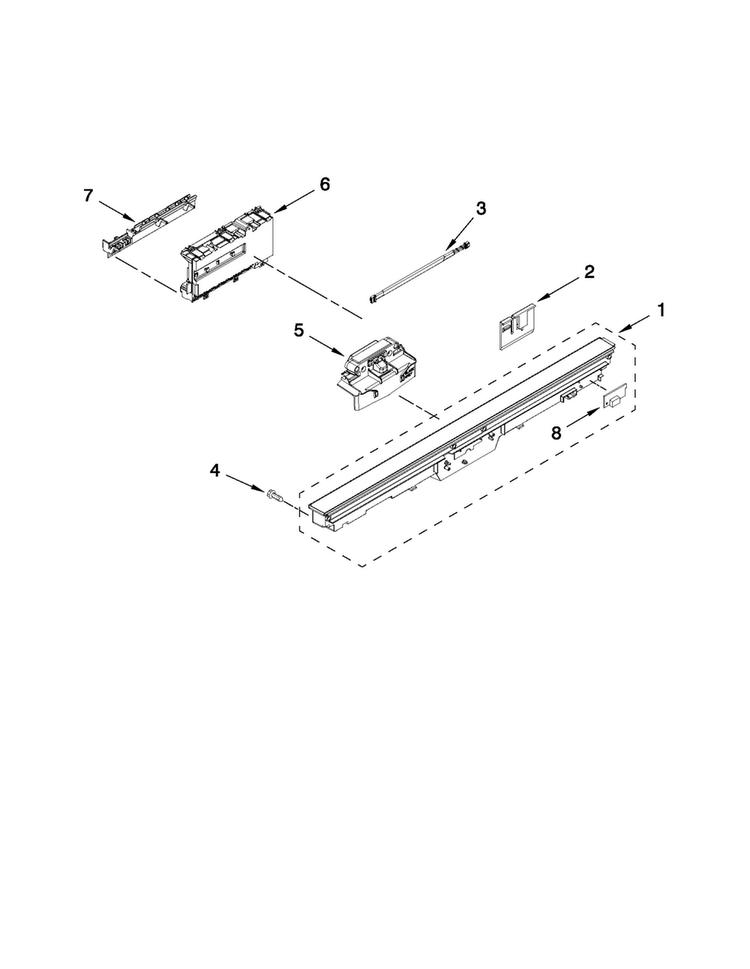 Control Panel And Latch Parts Diagram and Parts List for JDB8000AWB0  Jenn-Air Dishwasher
