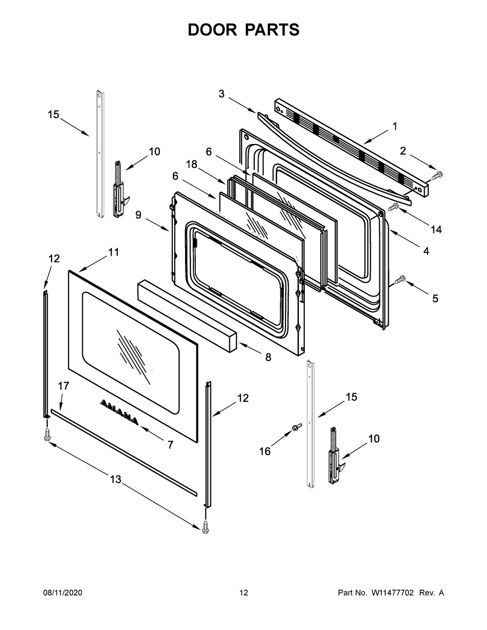 Door Parts Diagram and Parts List for AGR6603SFB3  Maytag Range