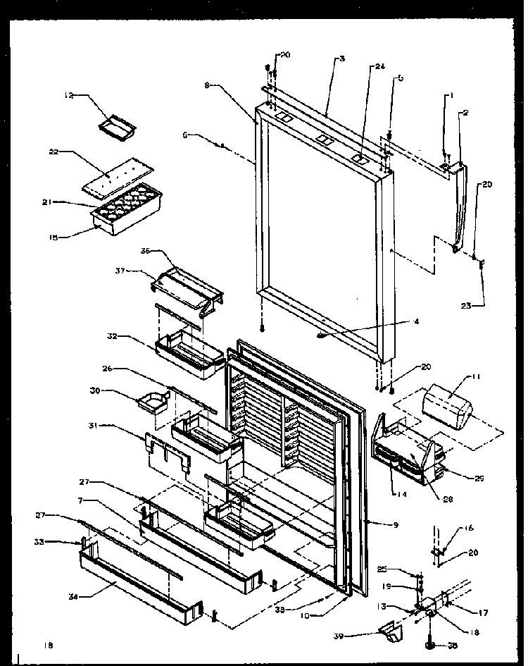 Refrigerator Door Diagram and Parts List for TG18R2L-P1158305WL  Amana Refrigerator