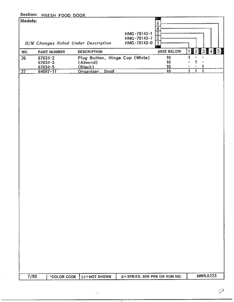 Fresh Food Door Page 3 Diagram and Parts List for 79143-0A  Admiral Refrigerator
