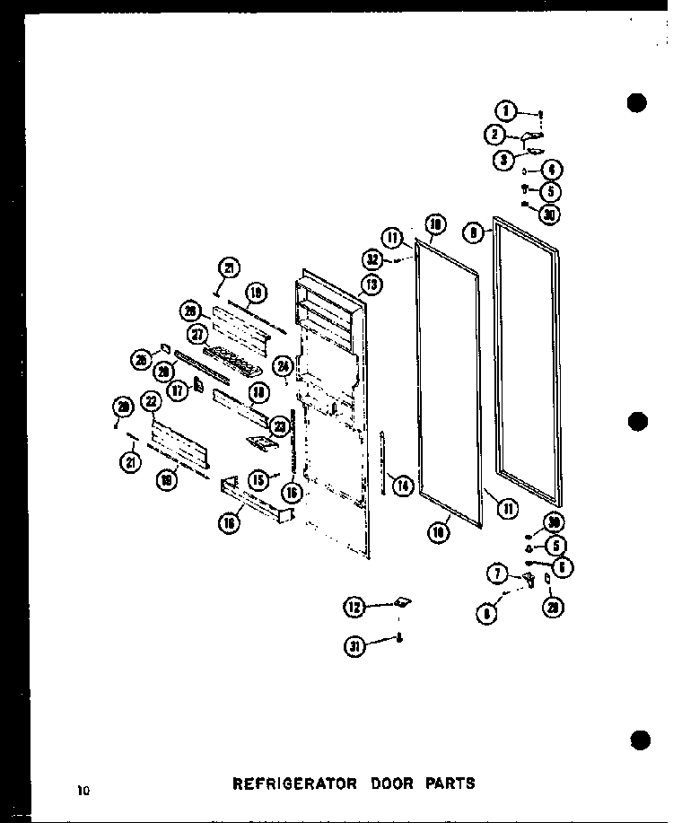 Refrigerator Door Parts Diagram and Parts List for SRI19B-C-P73320-48WC  Amana Refrigerator