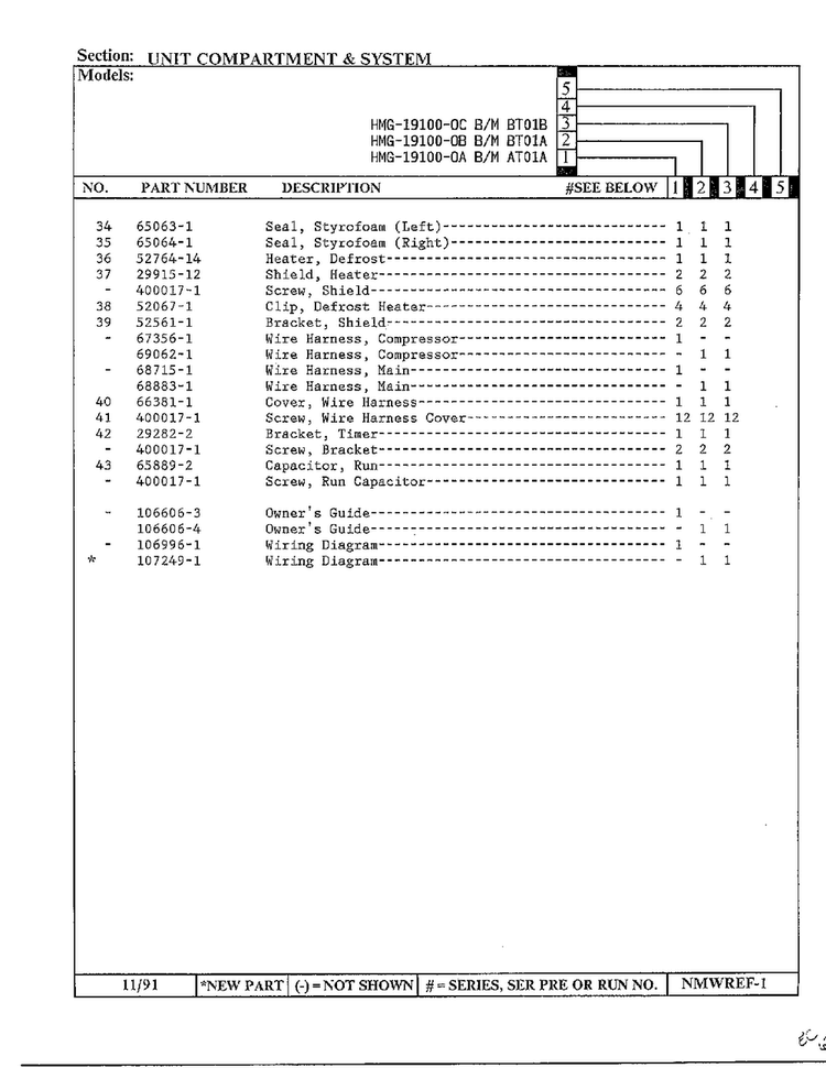 Unit Compartment And System Page 3 Diagram and Parts List for 19100-0C  Admiral Refrigerator