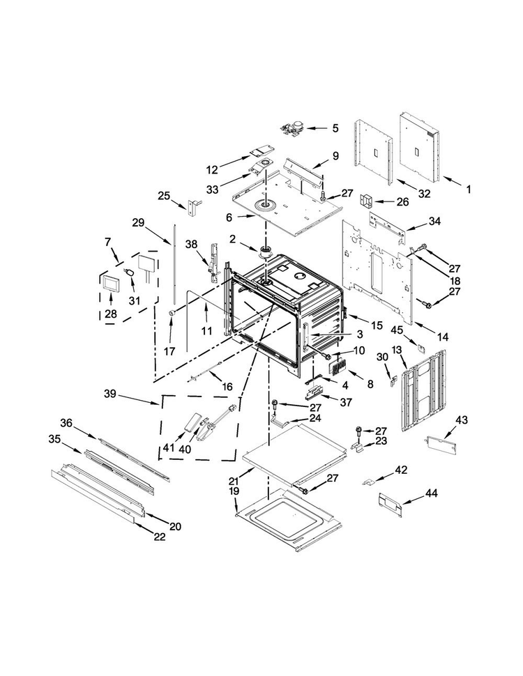 Oven Parts Diagram and Parts List for JJW3830DB01  Jenn-Air Wall Oven