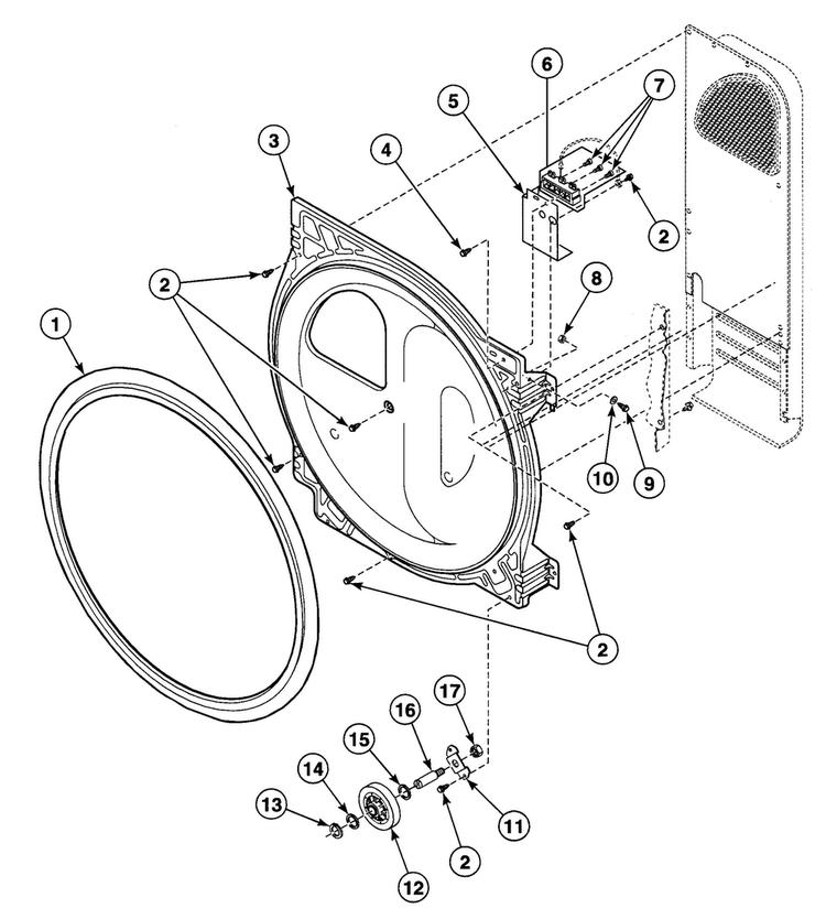Roller Assy Diagram and Parts List for SDG809LF  Speed Queen Dryer