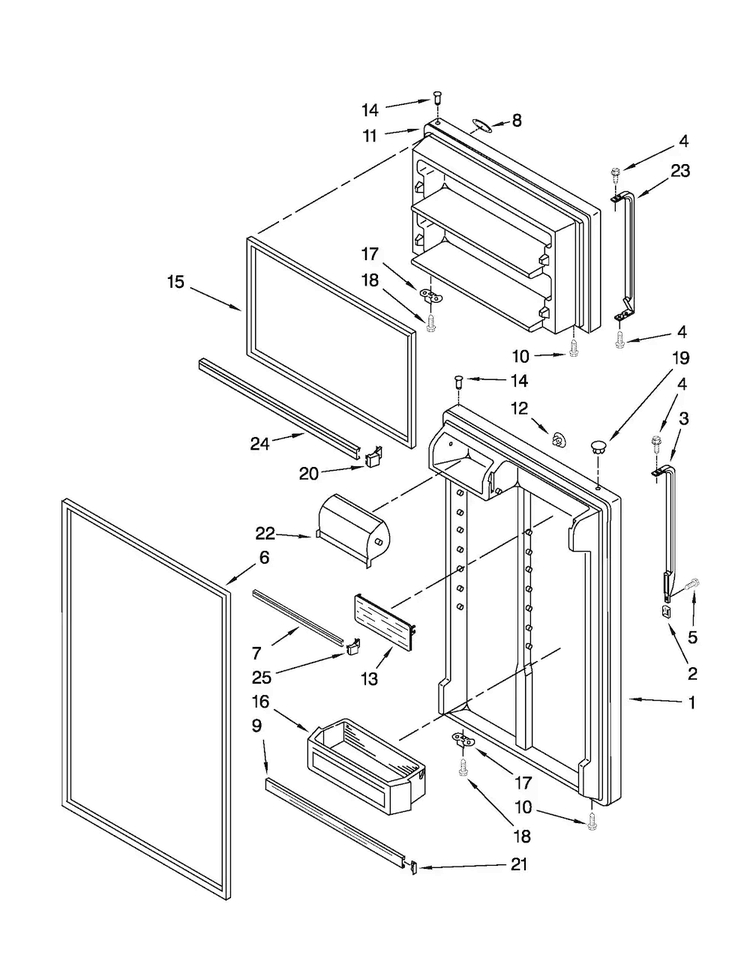 Door Parts Diagram and Parts List for M1TXEMMWQ04  Maytag Refrigerator