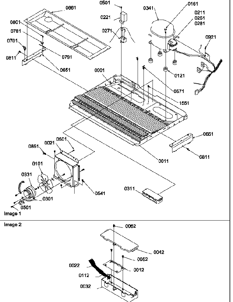 Machine Compartment Diagram and Parts List for SRD27S4E-P1190306WE  Amana Refrigerator