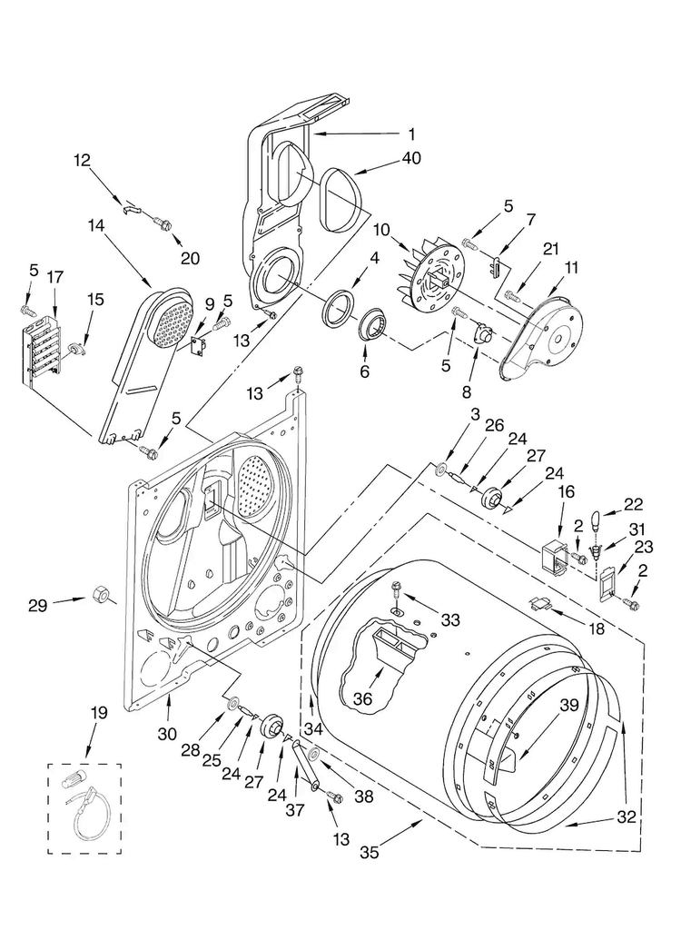 Bulkhead Parts, Optional Parts Diagram and Parts List for MEDC400VW0  Maytag Dryer
