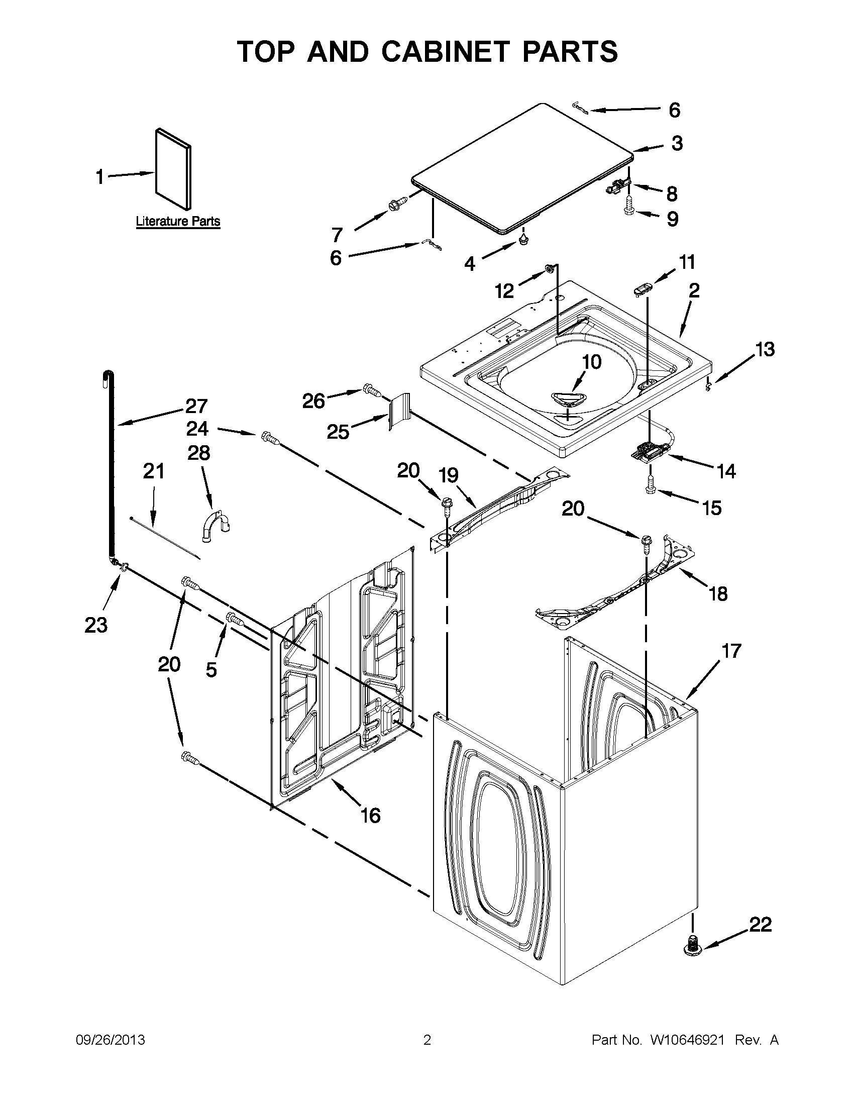 02 - TOP AND CABINET PARTS Diagram and Parts List for NTW4601BQ0  Maytag Washer