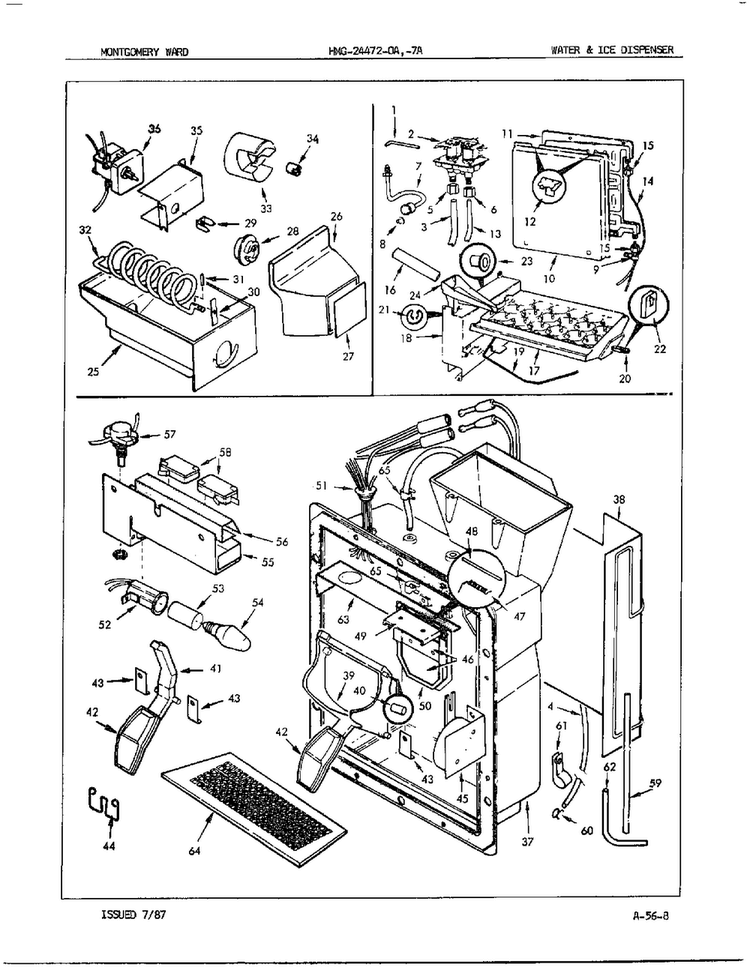 Water And Ice Dispenser Diagram and Parts List for 24472A  Admiral Refrigerator