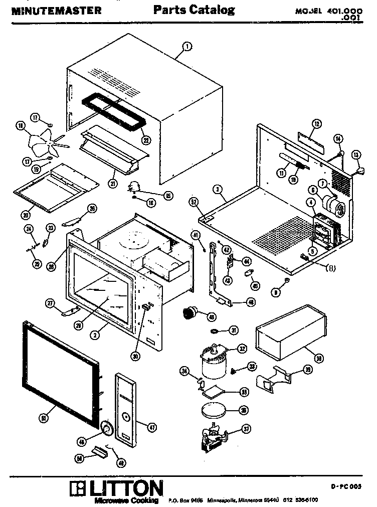 01 - Page 1 Diagram and Parts List for 401001  Maytag Microwave