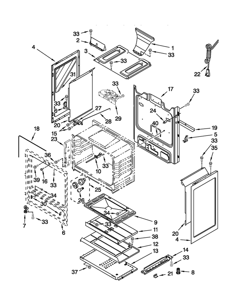 Chassis Parts Diagram and Parts List for MGR7665WS2  Maytag Range