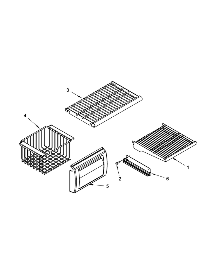 Freezer Shelf Parts Diagram and Parts List for JS48SEDUDW20  Jenn-Air Refrigerator