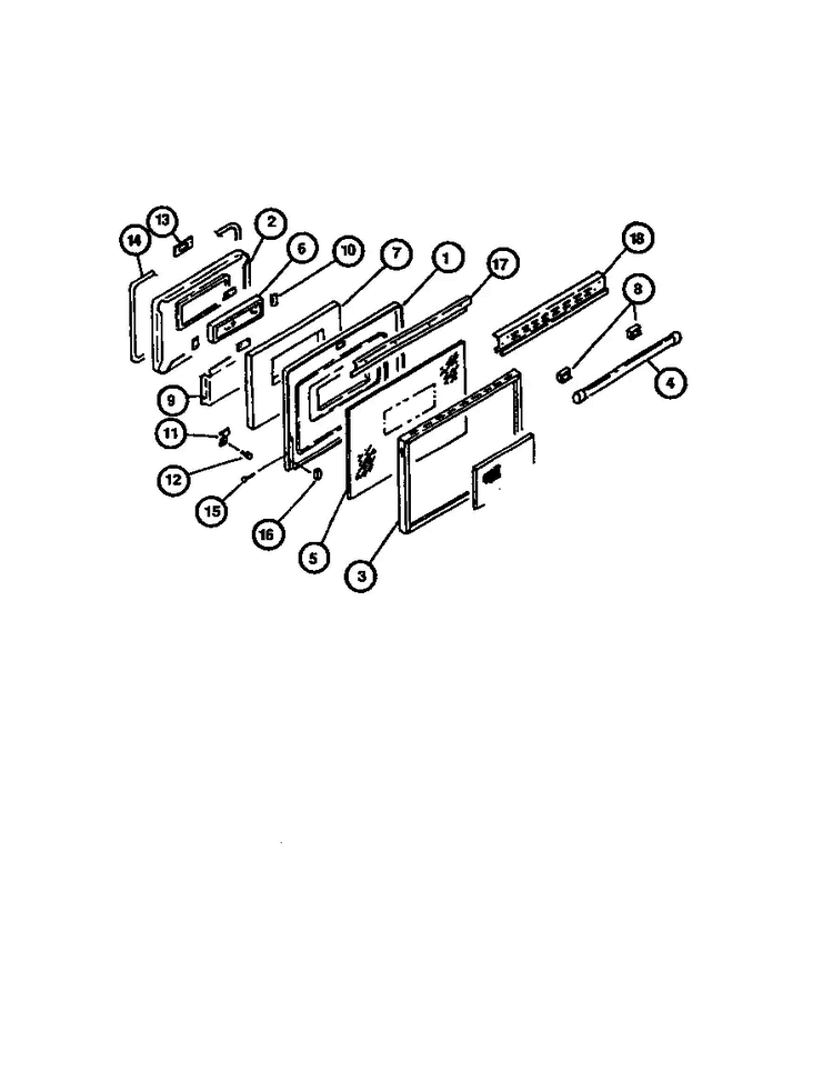 Door Diagram and Parts List for RST378UL-P1141203N  Caloric Range