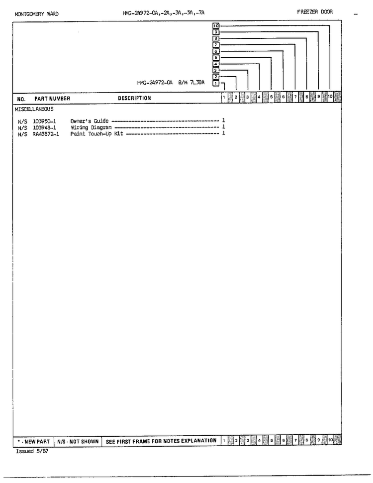 Freezer Door Assembly Page 3 Diagram and Parts List for 24972A  Admiral Refrigerator