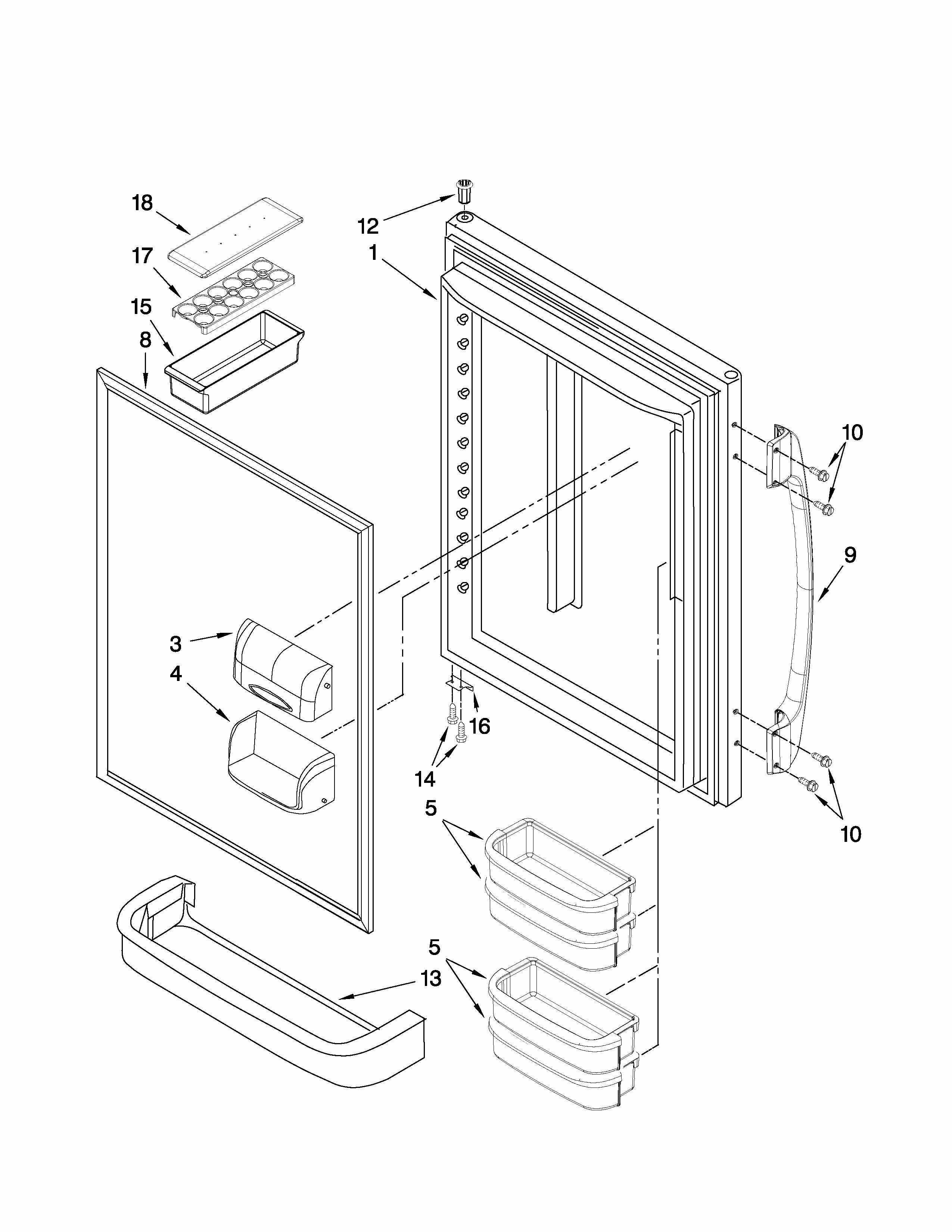 Refrigerator Door Parts Diagram and Parts List for GB6525PEAW2  Maytag Refrigerator