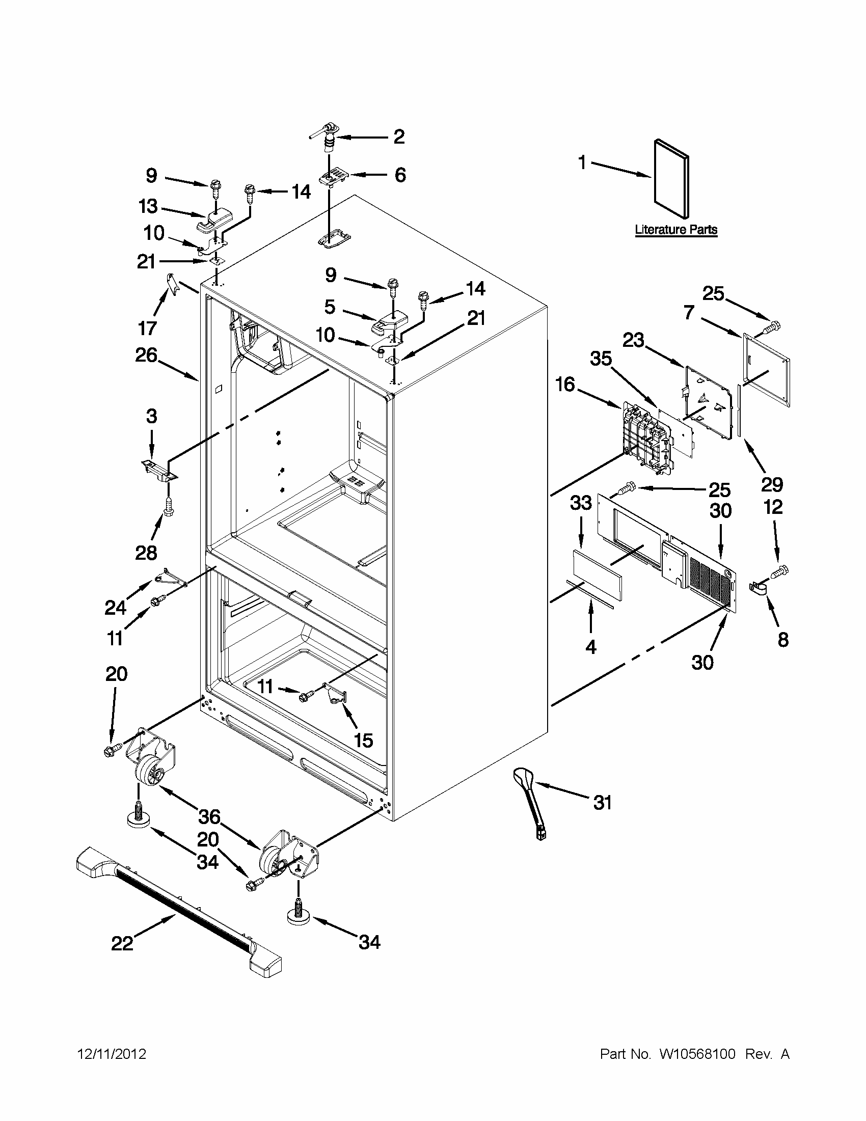 Cabinet Parts Diagram and Parts List for MFI2269VEW7  Maytag Refrigerator
