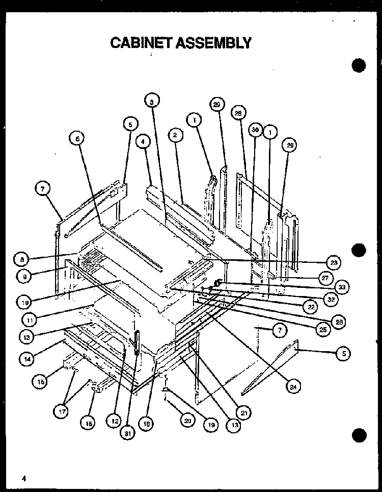 Cabinet Assembly Diagram and Parts List for SBE56FXW P1137959NW Amana Range