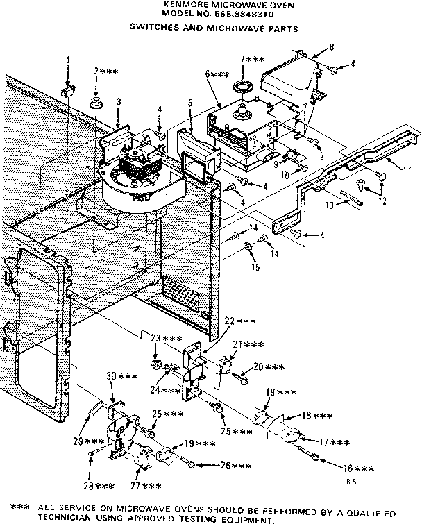 Switches And Microwave Parts Diagram and Parts List for 5658848310  Kenmore Microwave