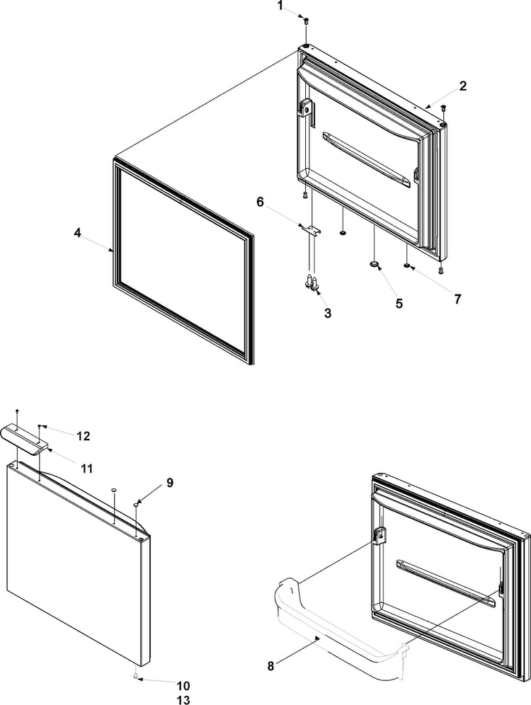 Freezer Door Diagram and Parts List for ABB2223DEB1  Amana Refrigerator