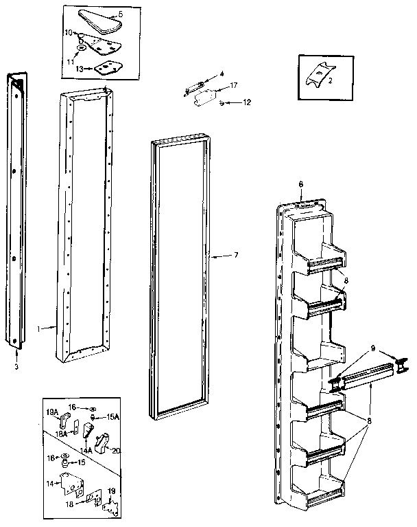 Freezer Door Diagram and Parts List for JRS203B MBQ01A Jenn-Air Refrigerator