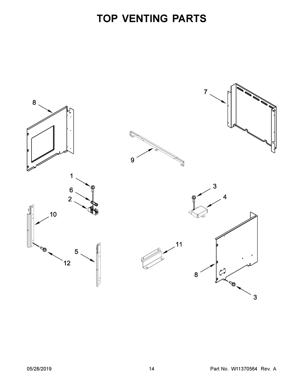 Top Venting Parts Diagram and Parts List for JMW3430IL02  Maytag Microwave Oven Combo