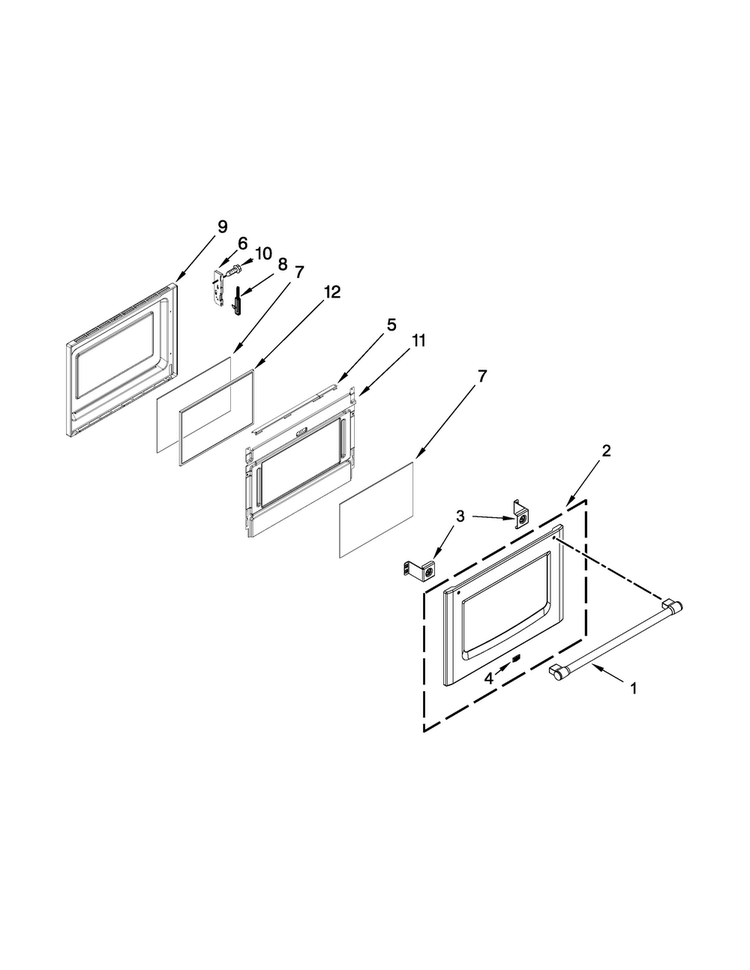 Lower Door Parts Diagram and Parts List for MET8820DS00  Maytag Range