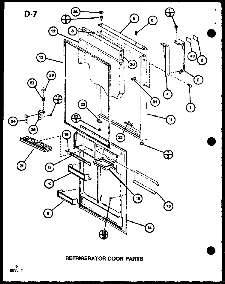 Refrigerator Door Parts Diagram and Parts List for TC22G-P76512-10W  Amana Refrigerator