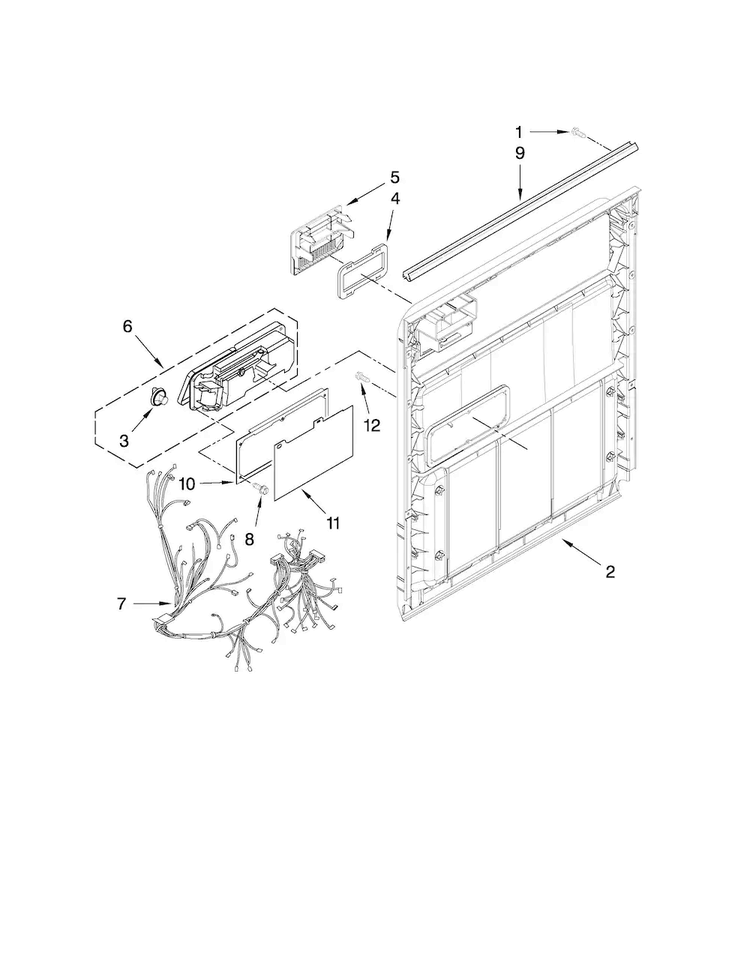 Inner Door Parts Diagram and Parts List for CDB7000AWS1  Magic Chef Dishwasher