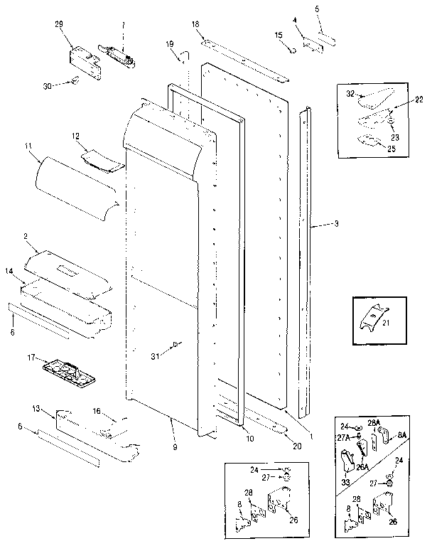Fresh Food Door Diagram and Parts List for JRSD246B MBQ82A Jenn-Air Refrigerator