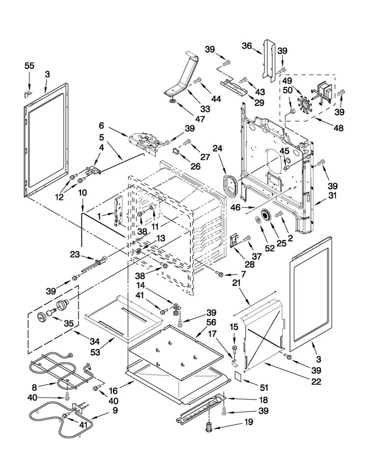 Chassis Parts Diagram and Parts List for MER7775WS2  Maytag Range