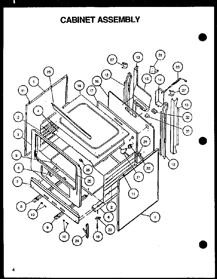 Cabinet Assembly Diagram and Parts List for RLS359UOFC-P1141107NW  Caloric Range