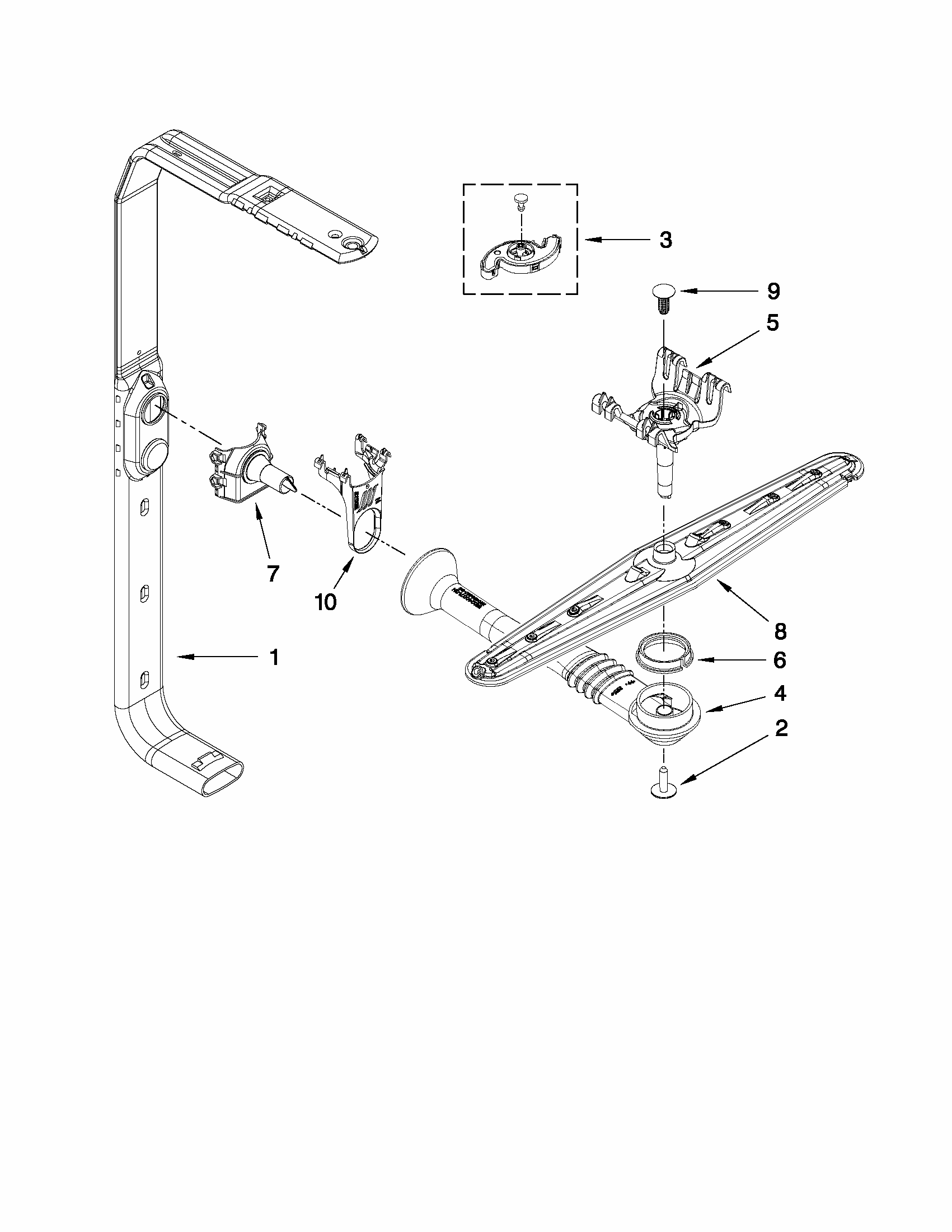 Upper Wash And Rinse Parts Diagram and Parts List for MDBTT53AWW3  Maytag Dishwasher