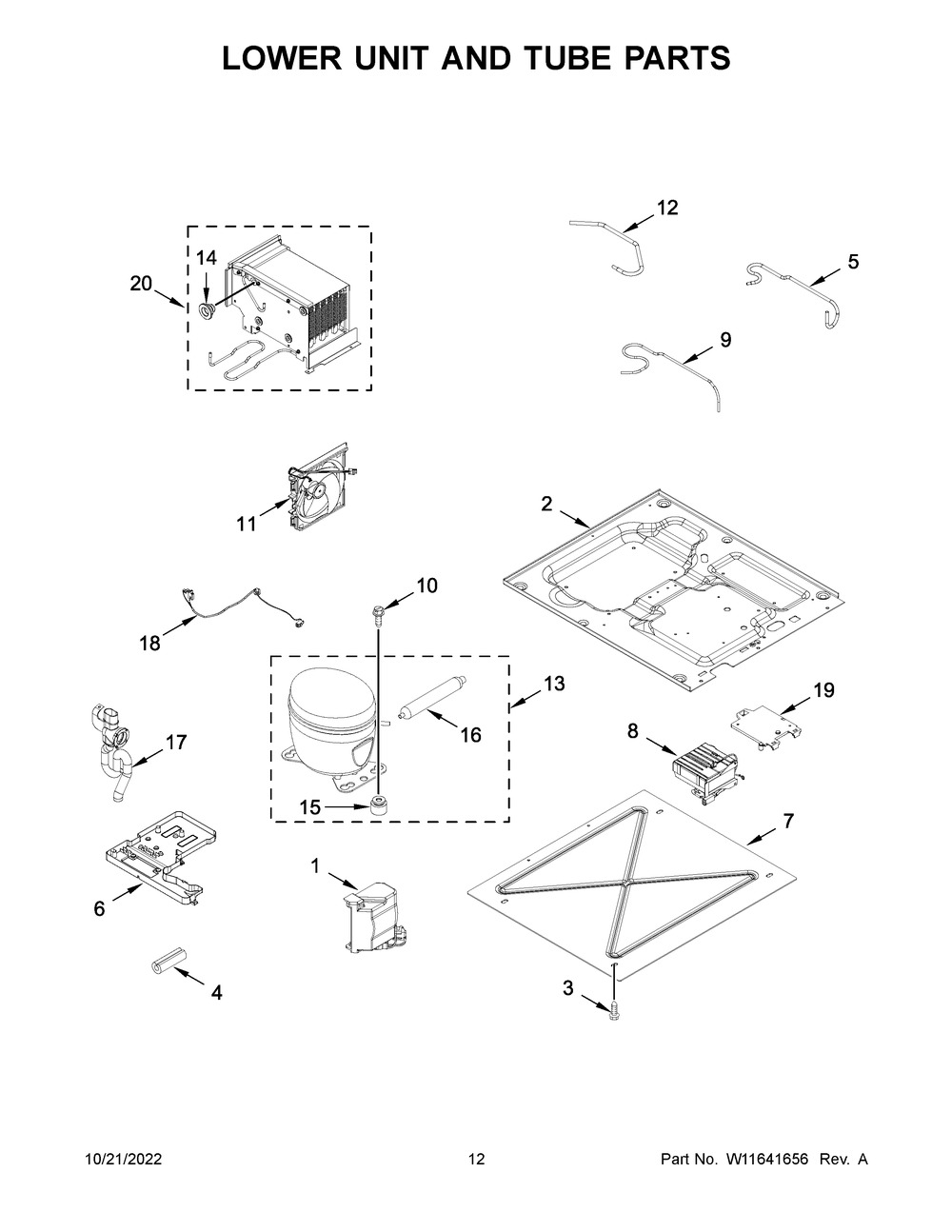Lower Unit And Tube Parts Diagram and Parts List for JBZFL30IGX10  Jenn-Air Freezer
