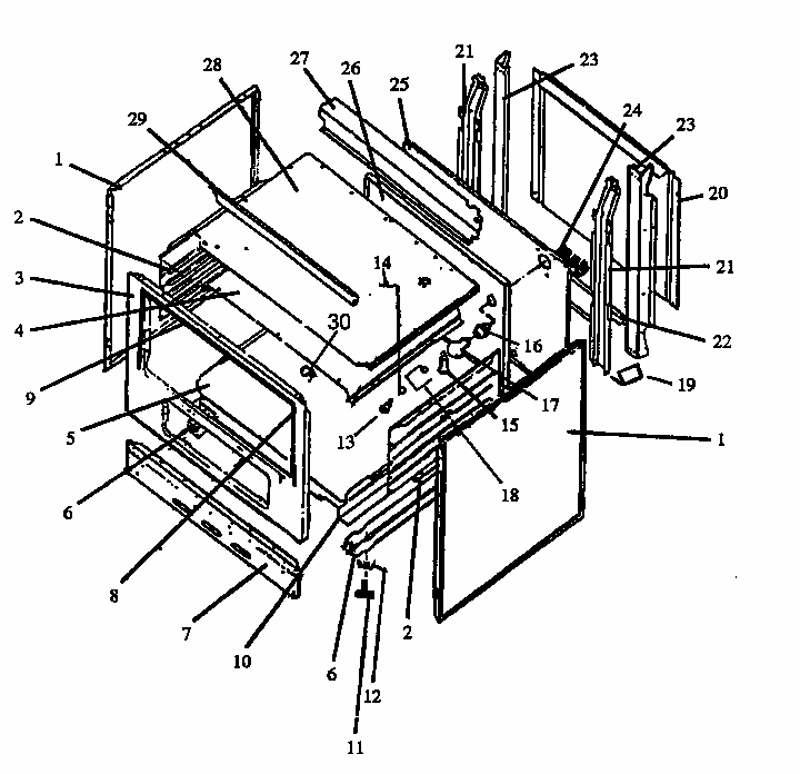Cabinet Assy Diagram and Parts List for GBE22AA5PT P1142484NL Amana Range