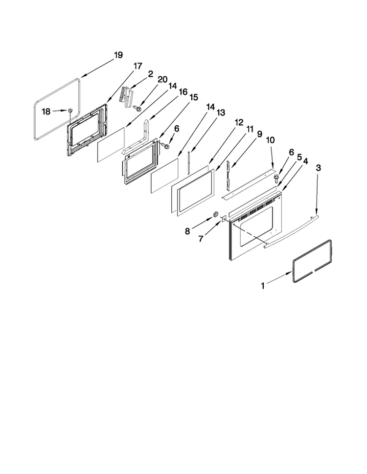 Lower Door Parts Diagram and Parts List for JGR8895BDS13  Jenn-Air Range