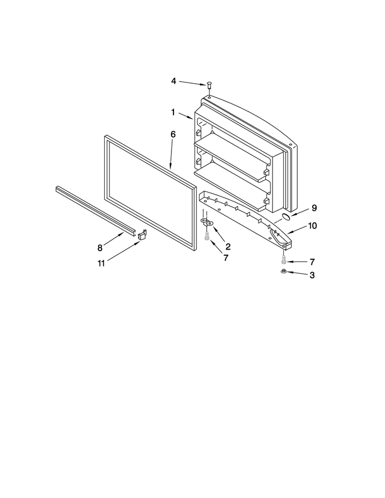 Freezer Door Parts Diagram and Parts List for A9RXNMFWS02  Amana Refrigerator