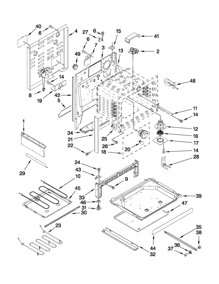 Chassis Parts Diagram and Parts List for MES5775BCW20  Maytag Range