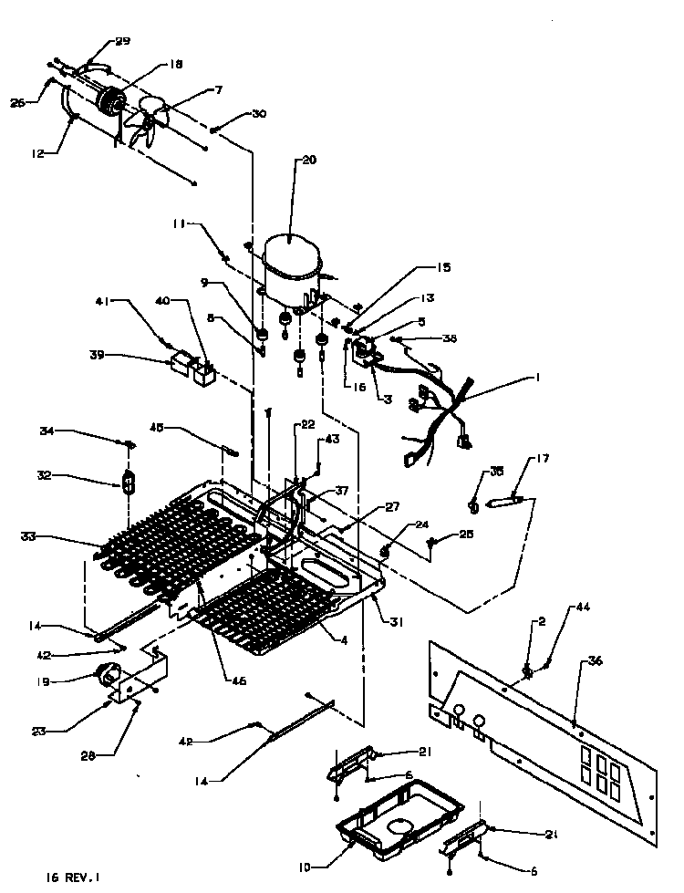 Machine Compartment Diagram and Parts List for 85165-P1117113WE  Amana Refrigerator
