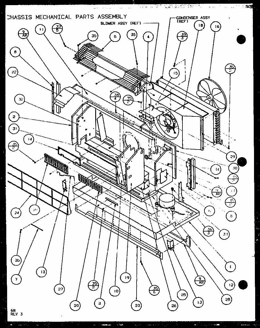 Chassis Mechanical Parts Assembly (pth12300er/p9812629r) (pth12400er/p9872129r) Diagram and Parts List for PTH12300ER P9812615R Amana Air Conditioner