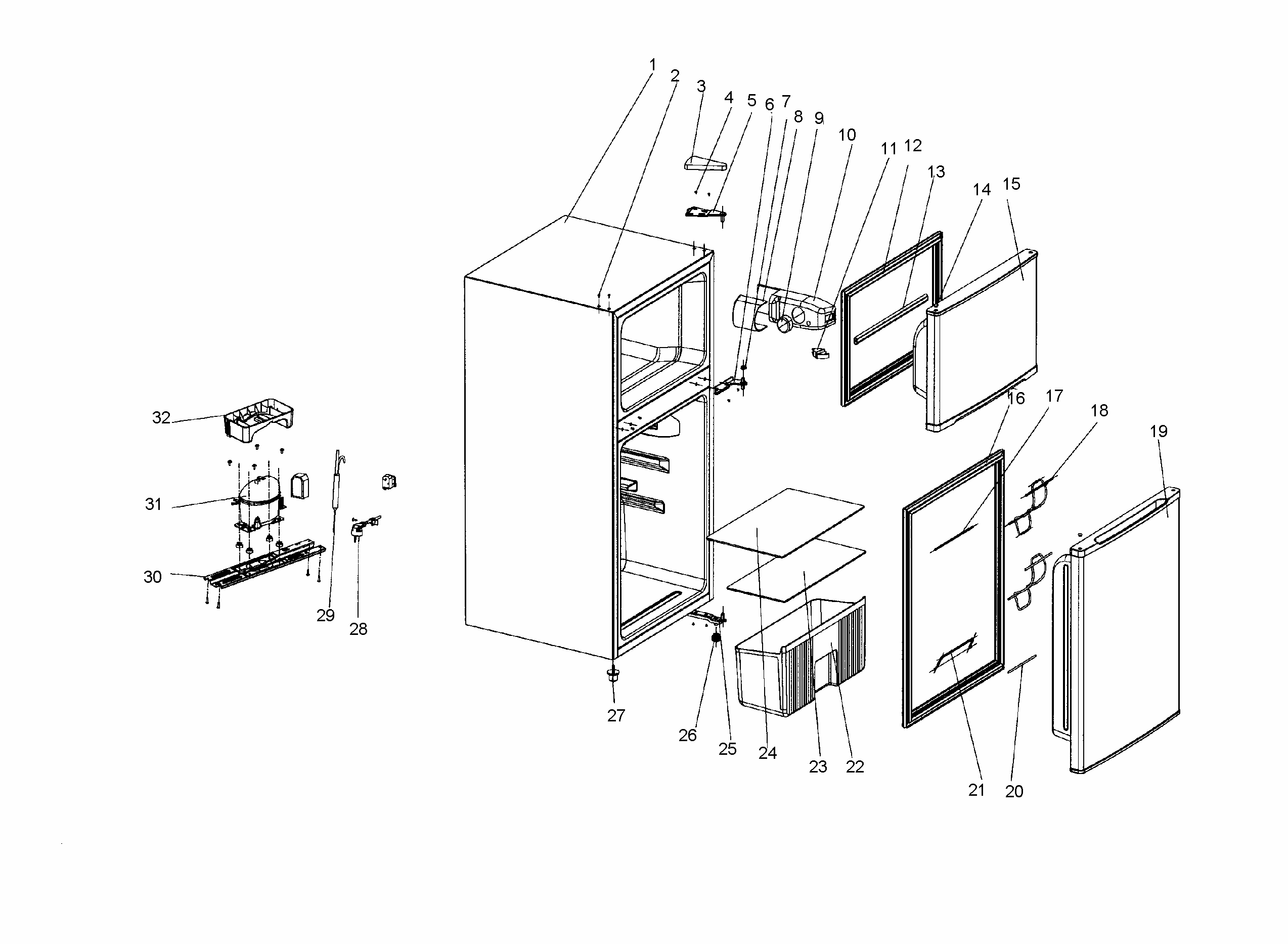 Refrigerator Assy Diagram and Parts List for 25599763  Kenmore Refrigerator